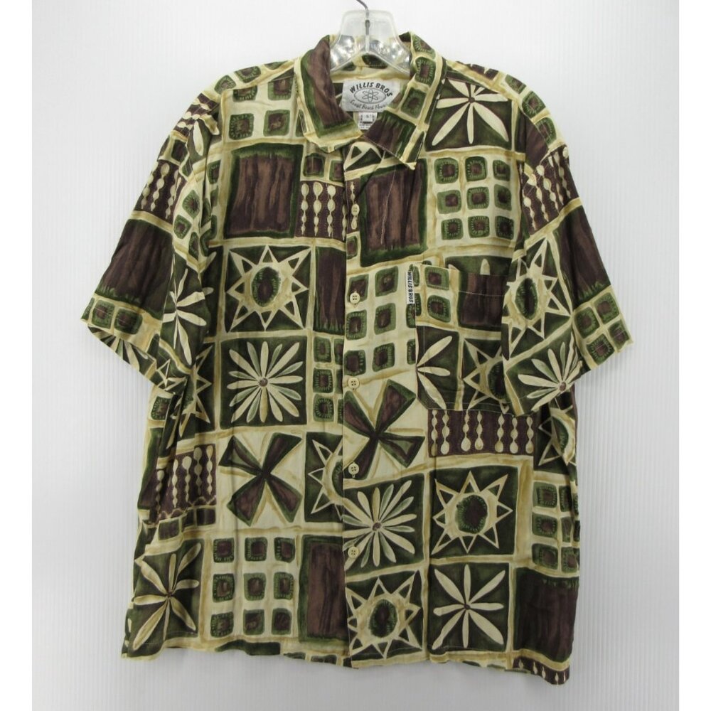Willis Bros Shirt Small Hawaiian Loop Collar Camp Tiki Surf Hand Made